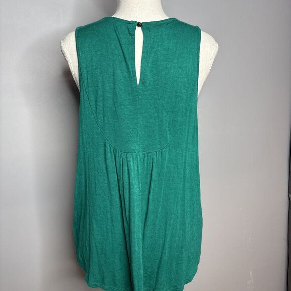 Maurices Women's Teal Green Sheer Beaded Tank Top Crochet Sequin Lace M Keyhole - Picture 5 of 10